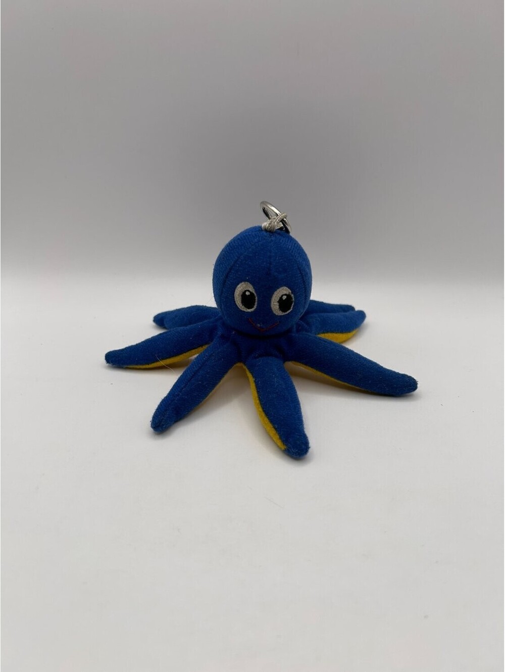 octopus keychain clip Blue yellow underside tentacles Clip-On